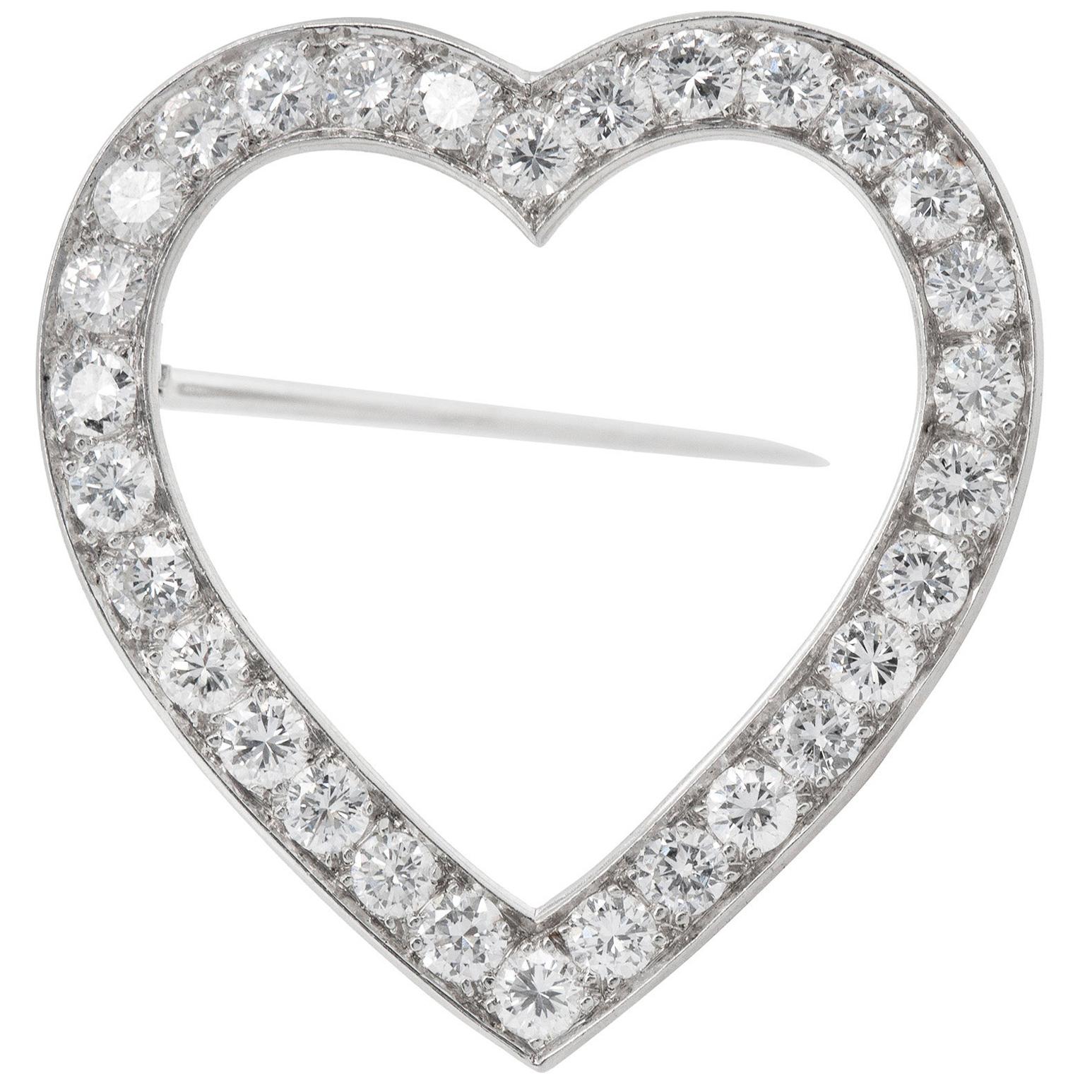 Tiffany & Co. Herz-Anstecknadel, 3,00 Karat Diamant im Angebot