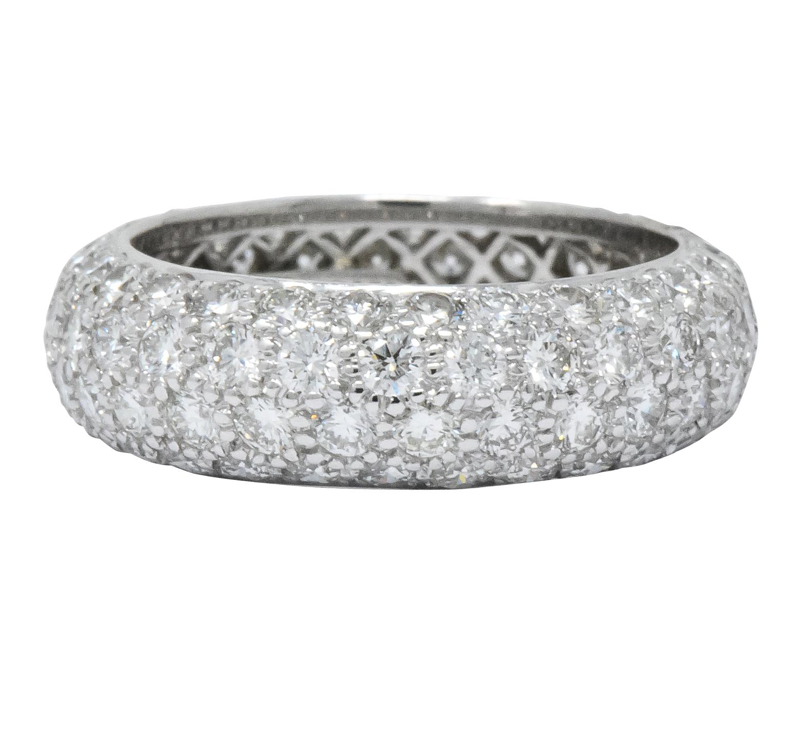 Round Cut Tiffany & Co. 3.00 Carat Diamond Platinum Etoile 4-Row Eternity Band Ring