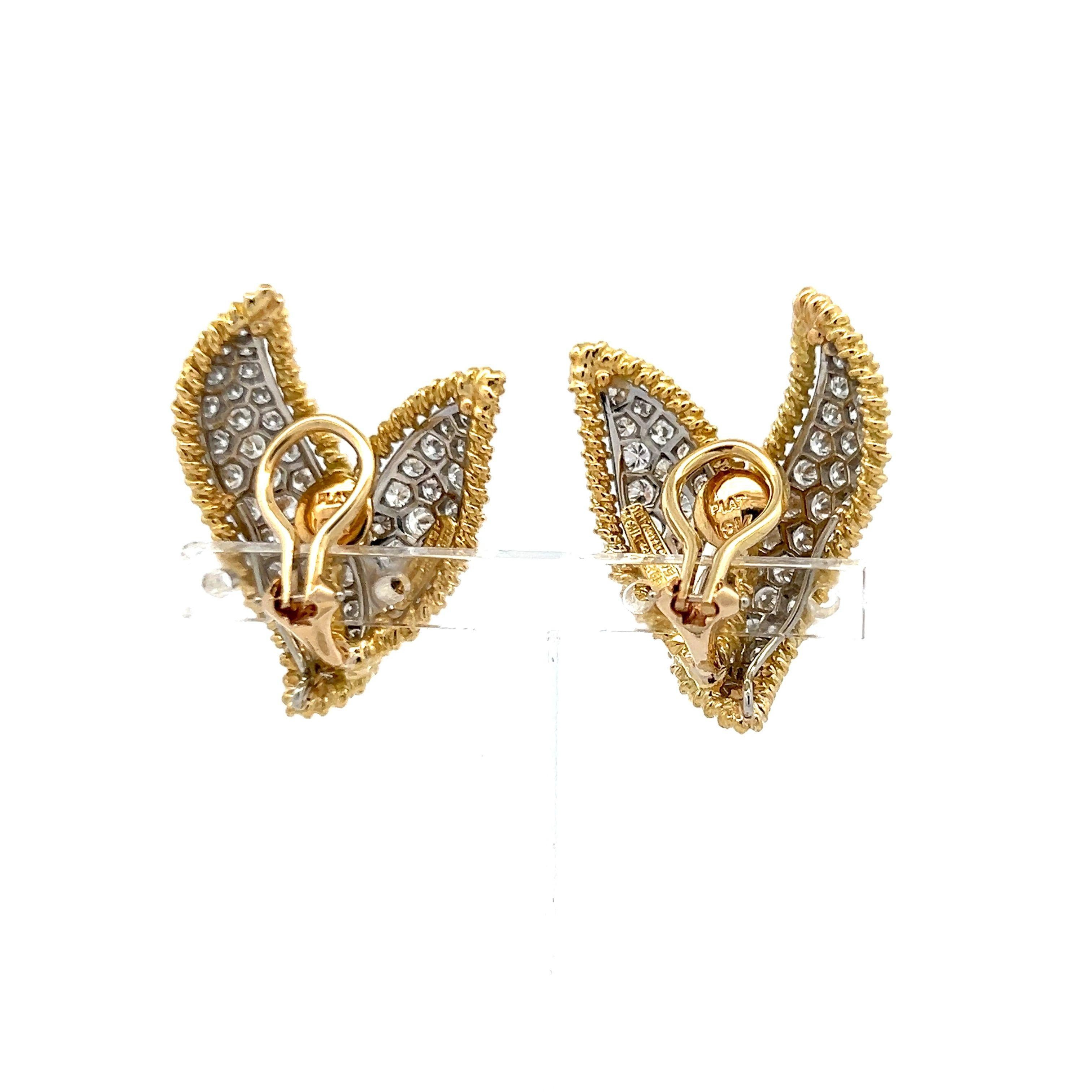 Pendientes de clip Tiffany & Co 3,00 quilates de diamante brillante redondo de oro de 18 quilates/plata 5