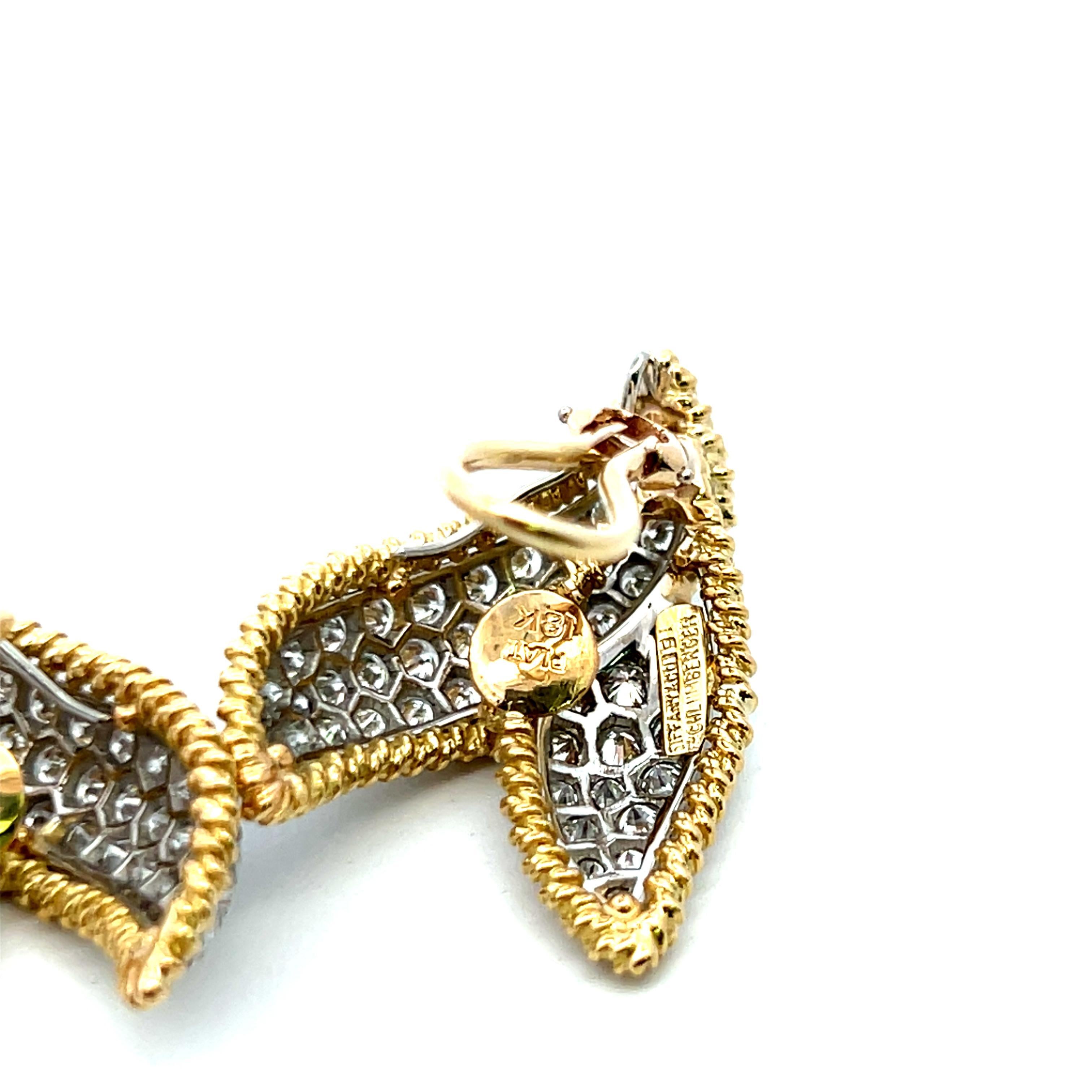 Pendientes de clip Tiffany & Co 3,00 quilates de diamante brillante redondo de oro de 18 quilates/plata Corte brillante