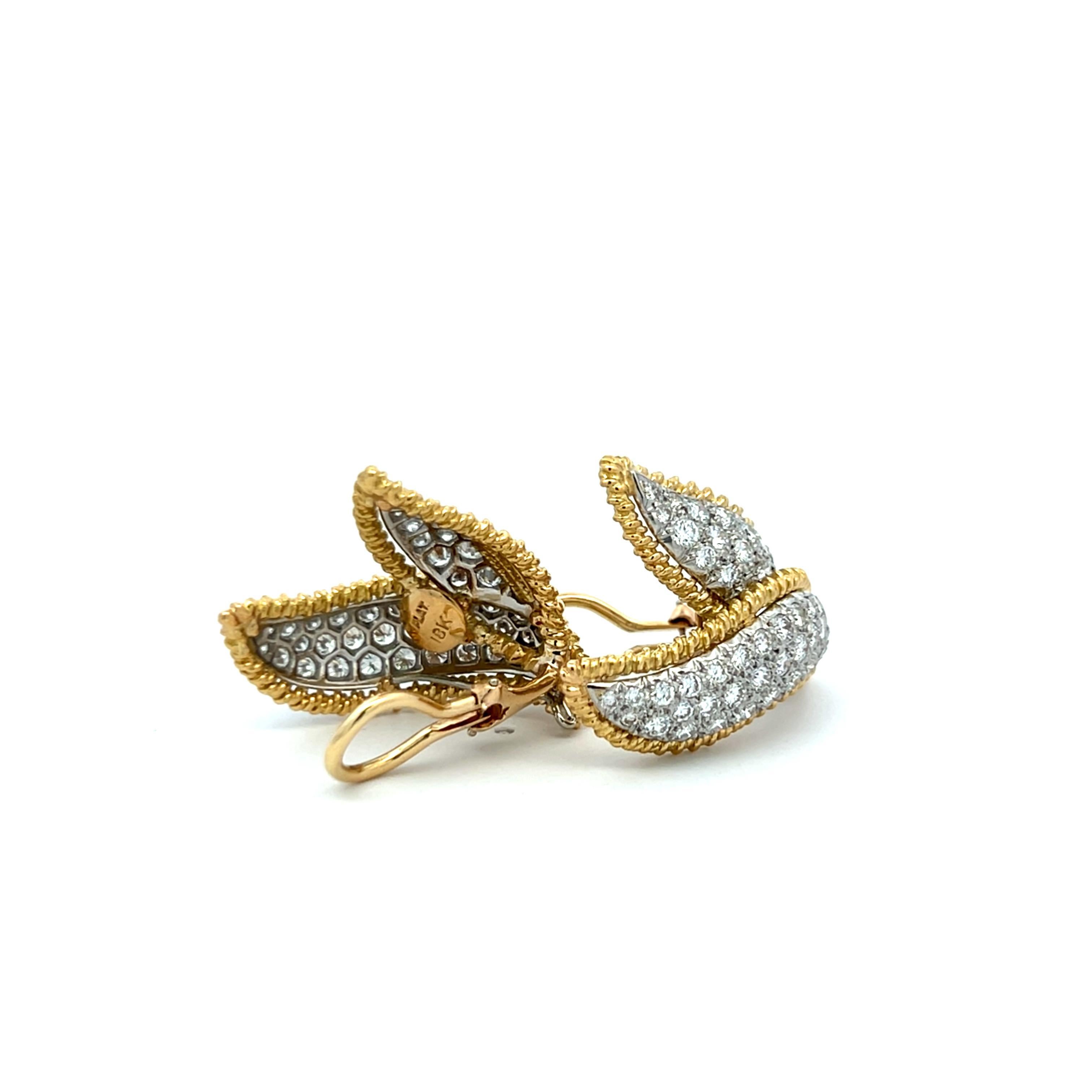 De las mujeres Pendientes de clip Tiffany & Co 3,00 quilates de diamante brillante redondo de oro de 18 quilates/plata