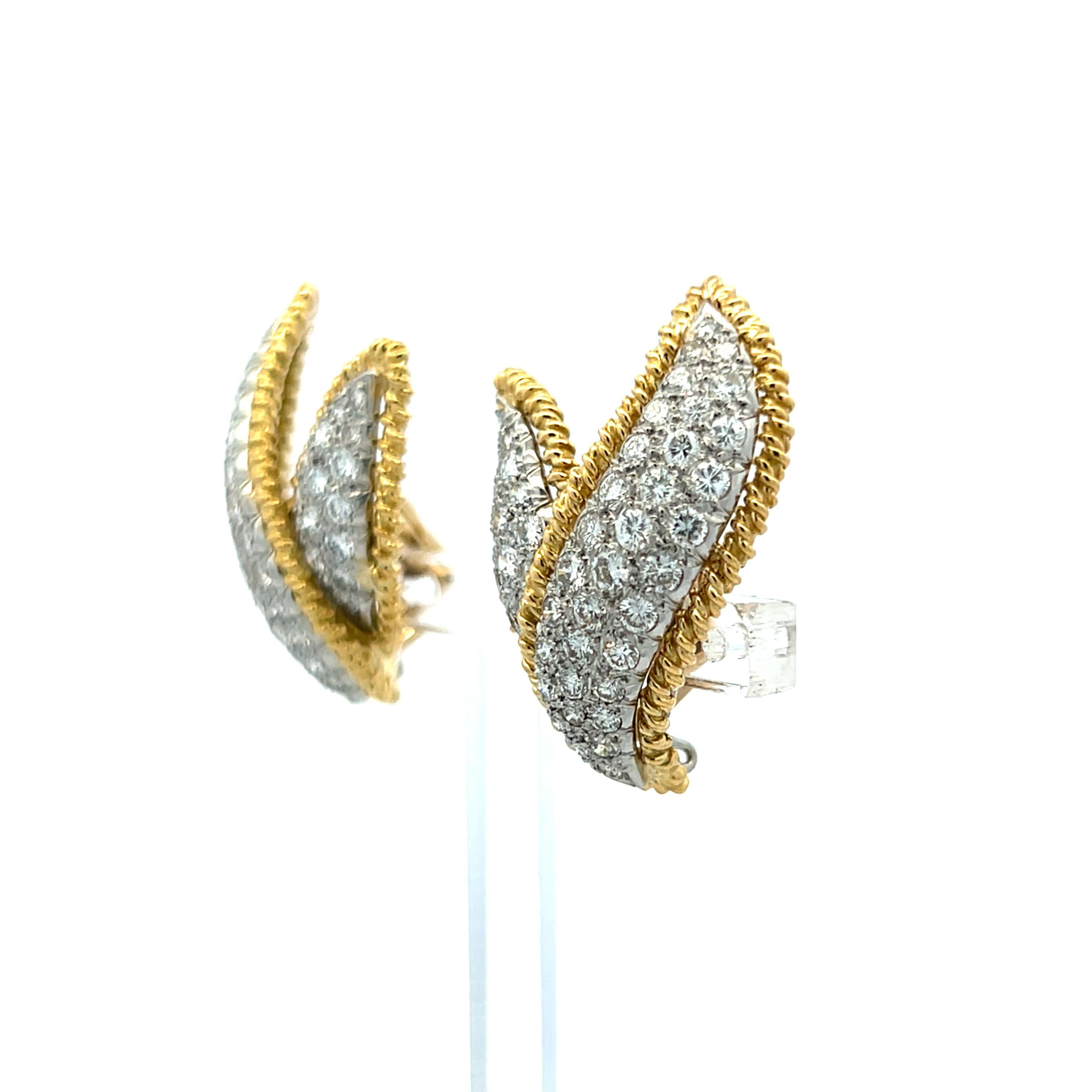 Pendientes de clip Tiffany & Co 3,00 quilates de diamante brillante redondo de oro de 18 quilates/plata 3