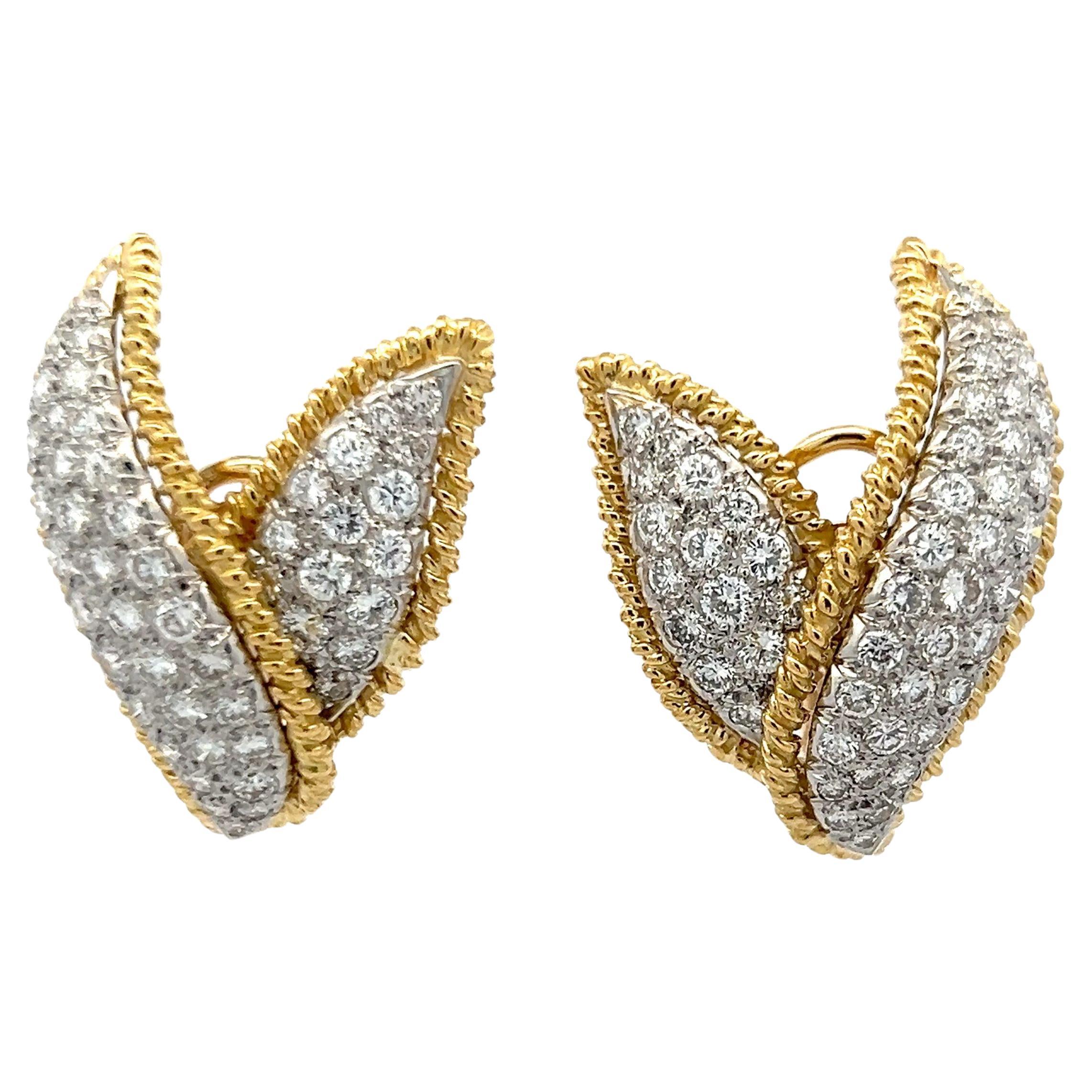 Tiffany & Co 3.00 Carat Round Brilliant Diamond 18K Gold/Plat Clip On Earrings