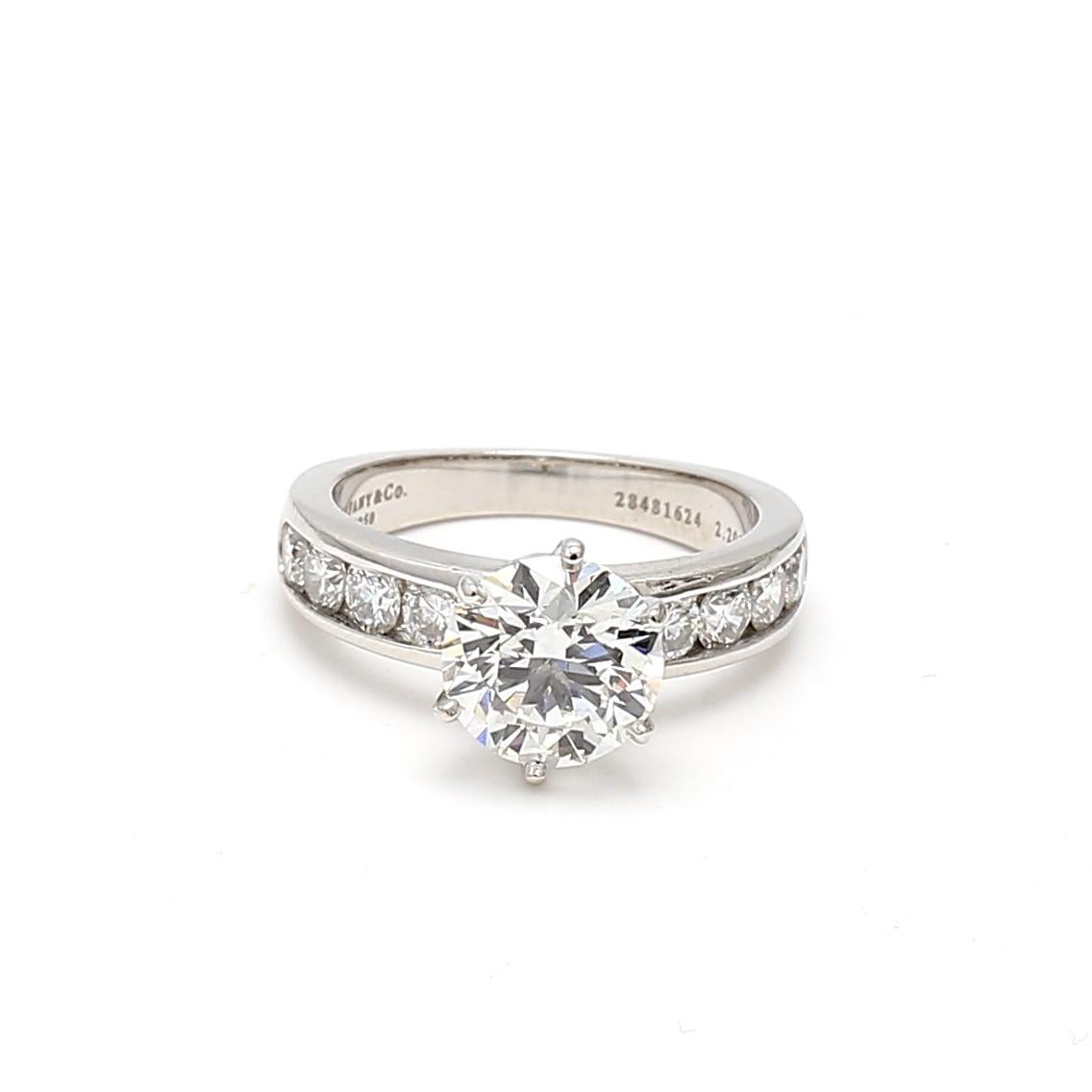 Designer:
Tiffany & Co
Title:
Tiffany & Co 3.00 Carat Round Brilliant H-G VVS2-VS1 Diamond Platinum Engagement Ring
Style:
Engagement
Metal:
Platinum
Gemstone 1:
2.2 Carat Diamond
Number of Stones:
1
Color:
H
Clarity:
VVS2
Shape:
Round