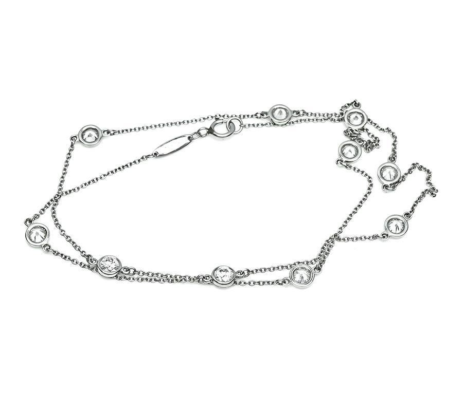 Round Cut Tiffany & Co 3.00ct Diamond By The Yard Necklace For Sale