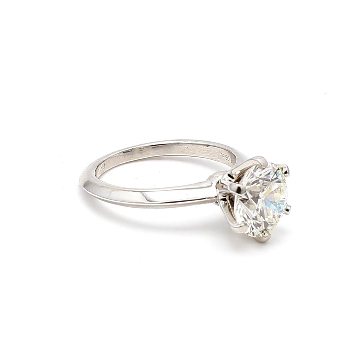 Tiffany & Co 3.03 Carat Round Brilliant I VS1 Diamond Platinum Engagement Ring For Sale 4