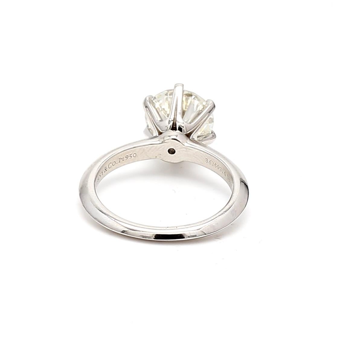 Brilliant Cut Tiffany & Co 3.03 Carat Round Brilliant I VS1 Diamond Platinum Engagement Ring For Sale