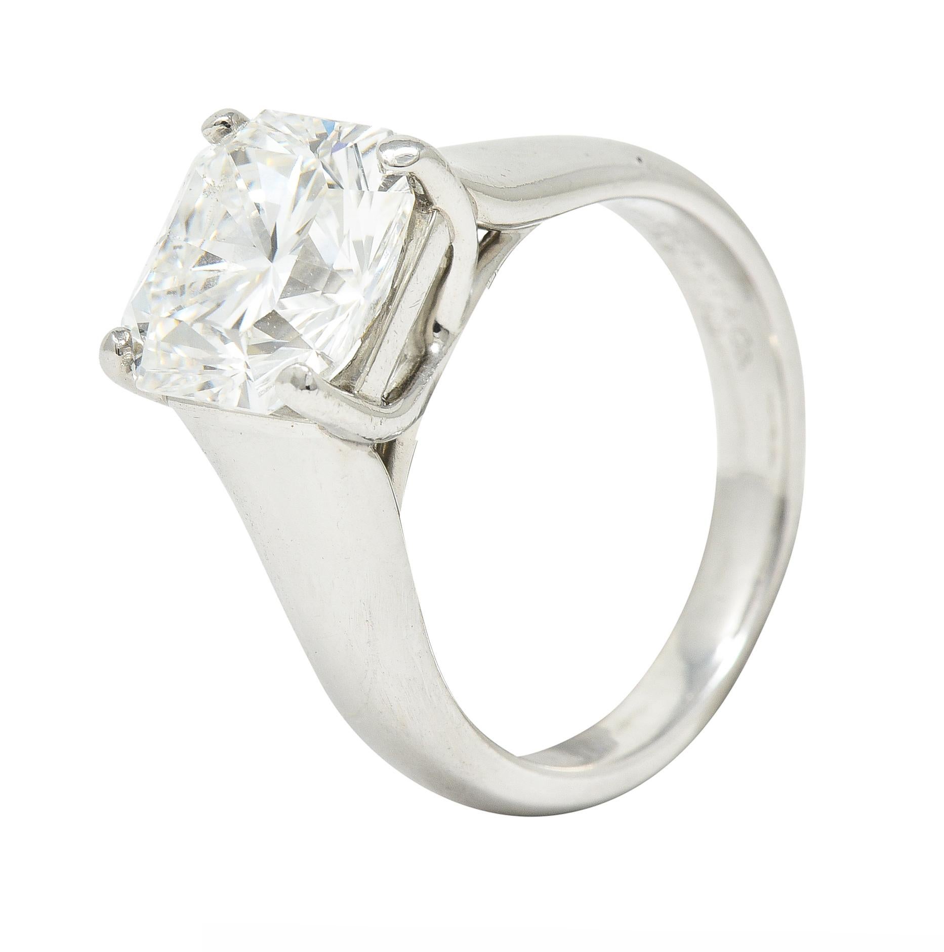 Tiffany & Co. Bague de fiançailles solitaire en platine avec diamant taille Lucida de 3,06 carats 2