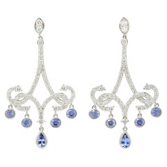 Enchant-Kronleuchter-Ohrringe, Tiffany & Co., 3,06 Karat Tansanit, Diamant, Platin