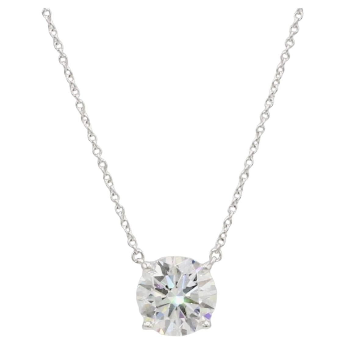 Tiffany & Co. 3,07 Karat I VS1 Natürlicher runder Diamant Platin-Anhänger Halskette