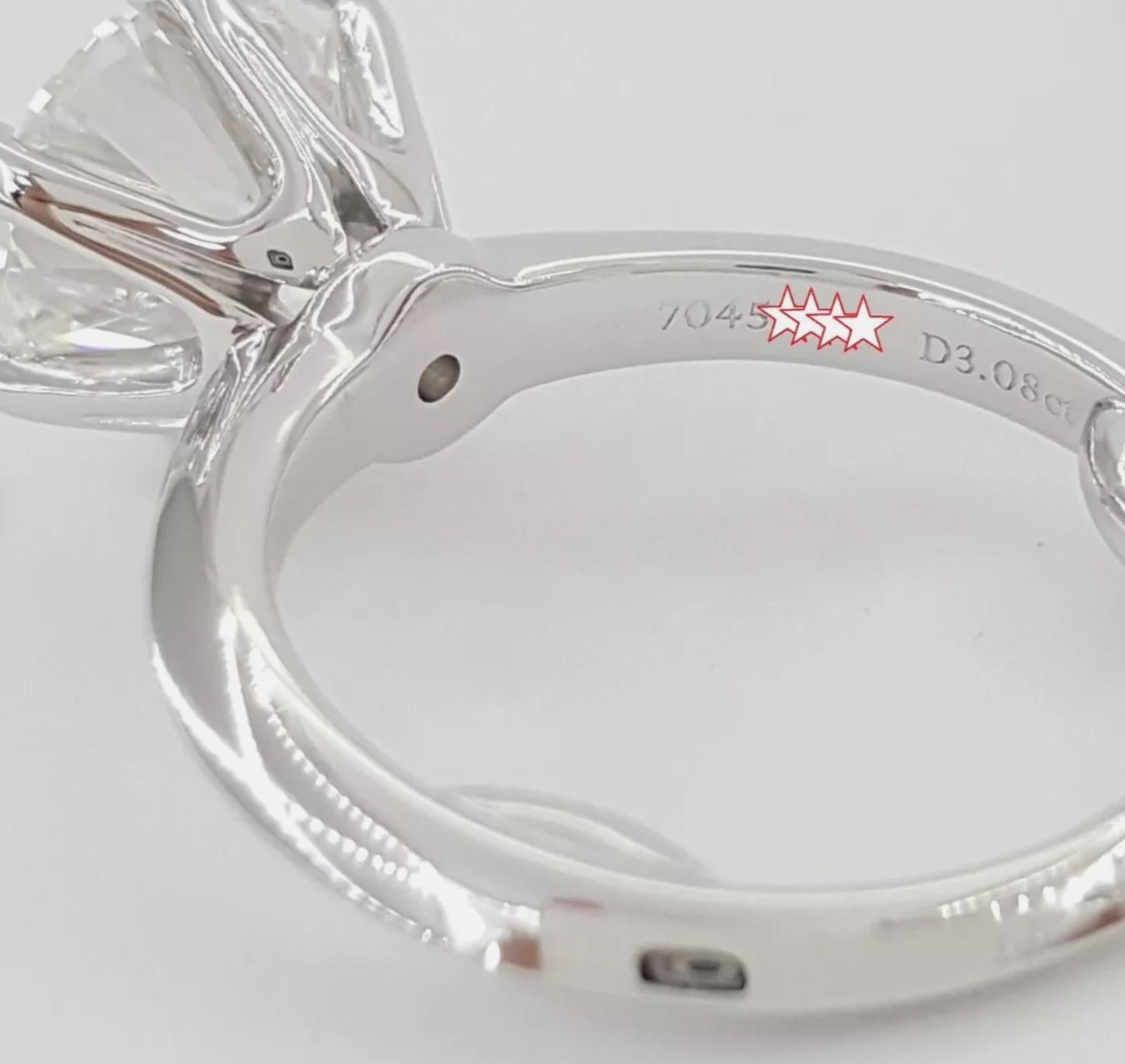 Verlobungsring von Tiffany & Co. mit 3.08 Karat rundem Diamanten im Brillantschliff im Angebot 1
