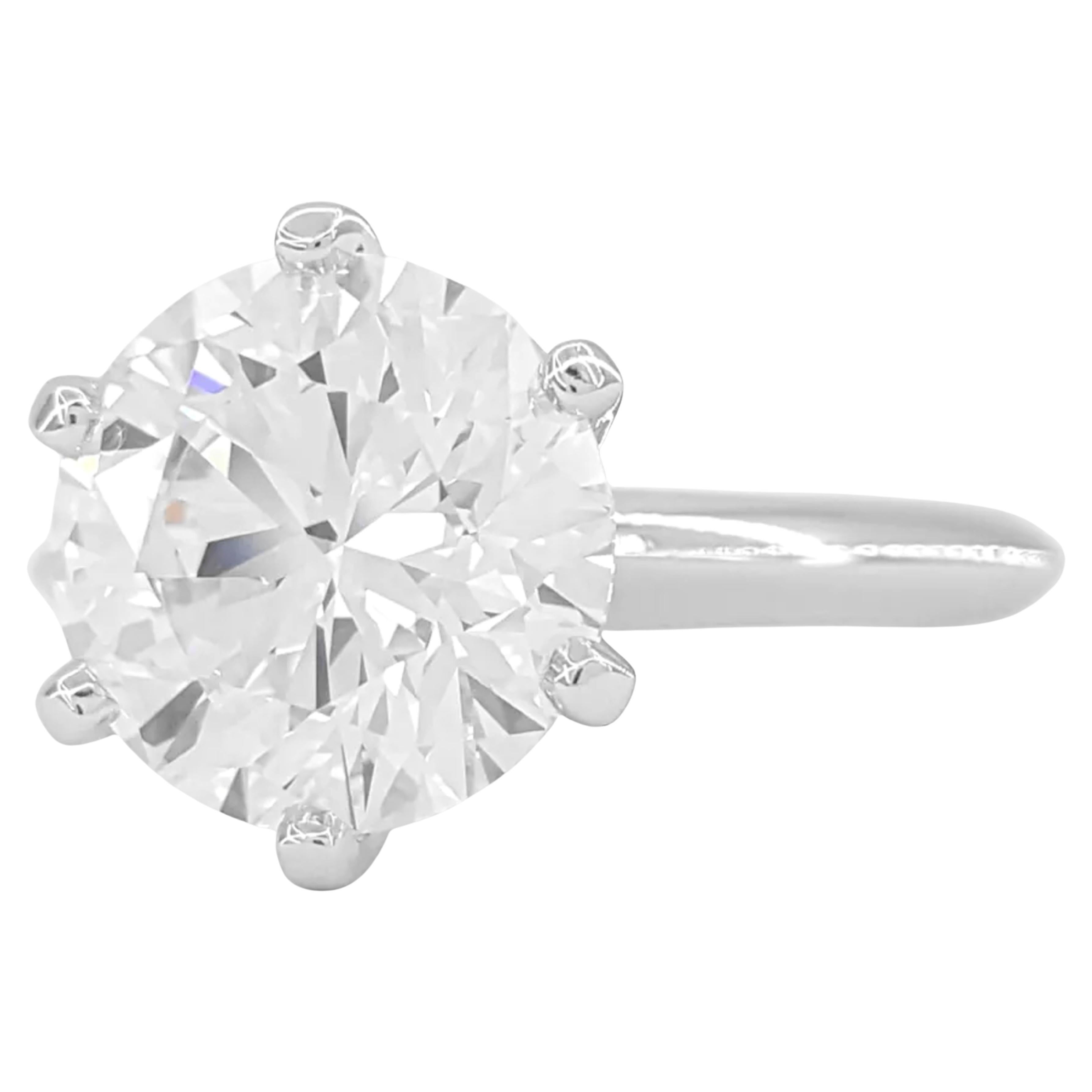 Round Cut Tiffany & Co. 3.08 Ct. Round Brilliant Cut Diamond Engagement Ring For Sale