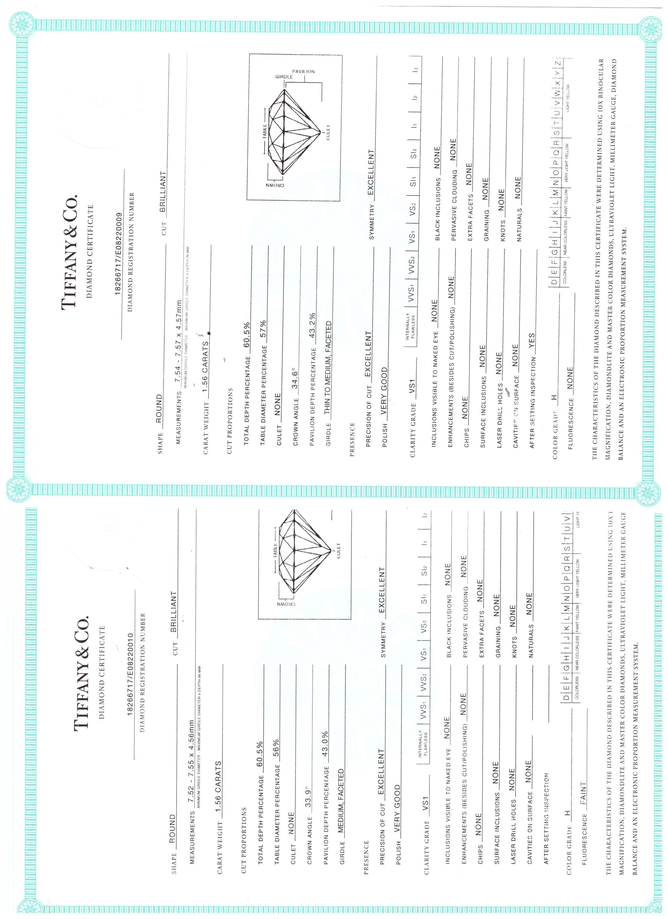 Tiffany & Co 3.12 Carat H-VS1 Diamonds Platinum Stud Earrings For Sale 3