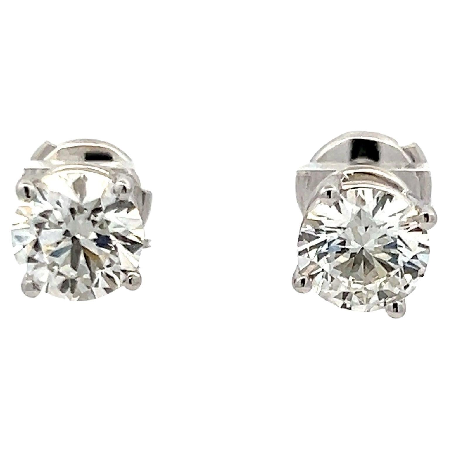 Tiffany & Co 3.12 Carat H-VS1 Diamonds Platinum Stud Earrings For Sale
