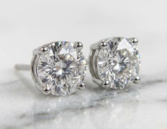 Tiffany & Co. 3.12 Carat Platinum Round Diamond Stud Earrings