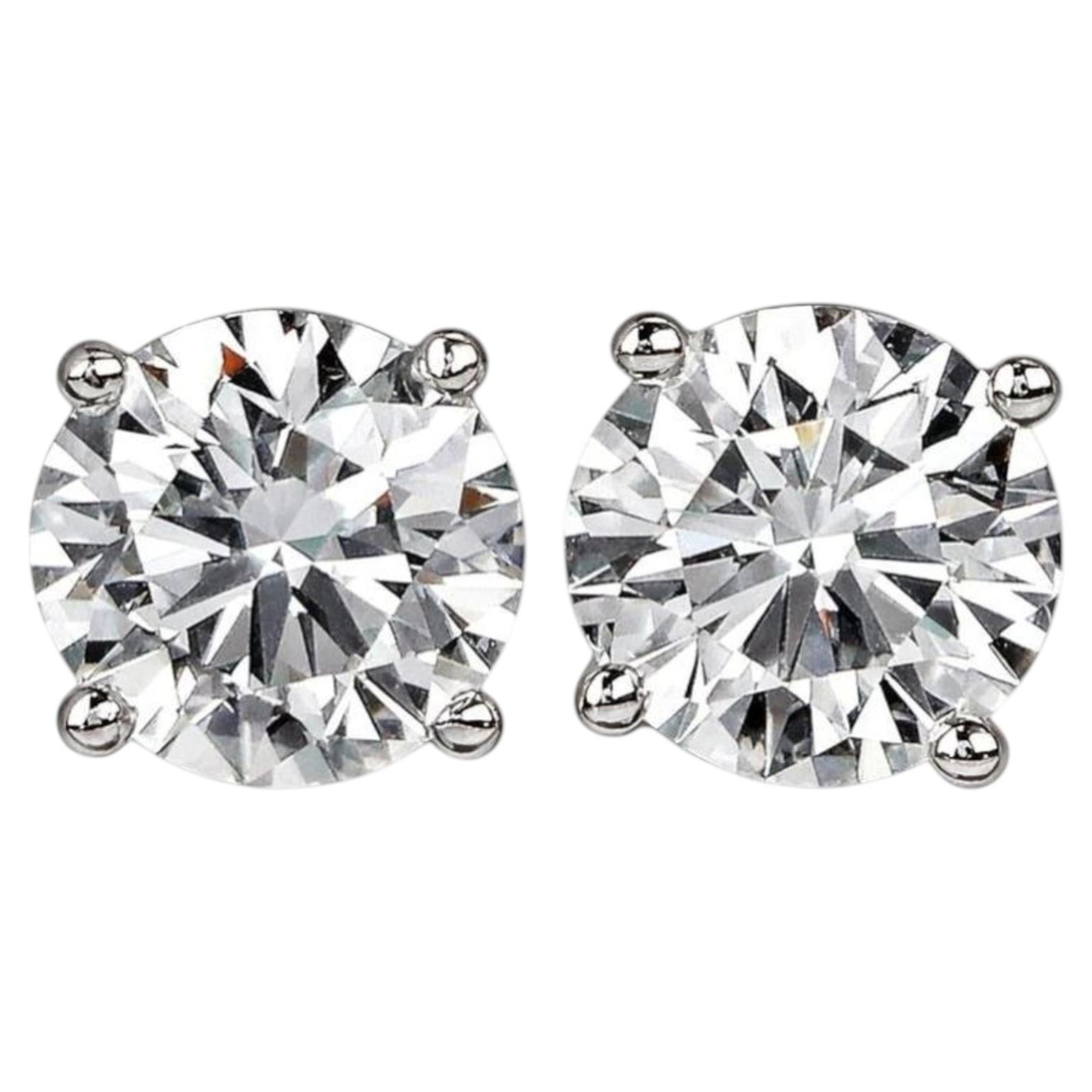 Tiffany & Co. Orecchini con diamanti tondi in platino da 3.12 carati