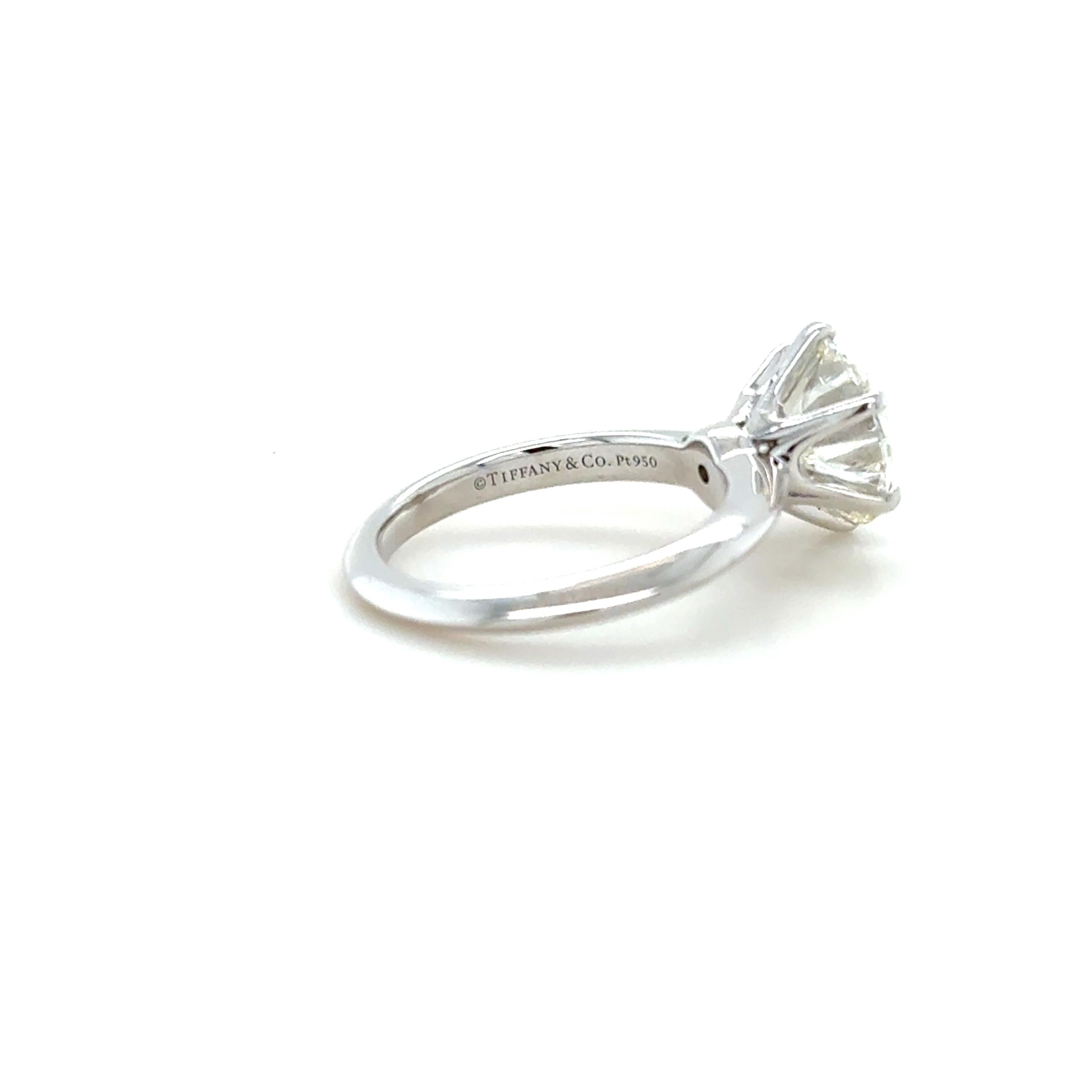 Verlobungsring von Tiffany & Co. mit 3.15 Karat rundem Diamanten im Brillantschliff im Angebot 1