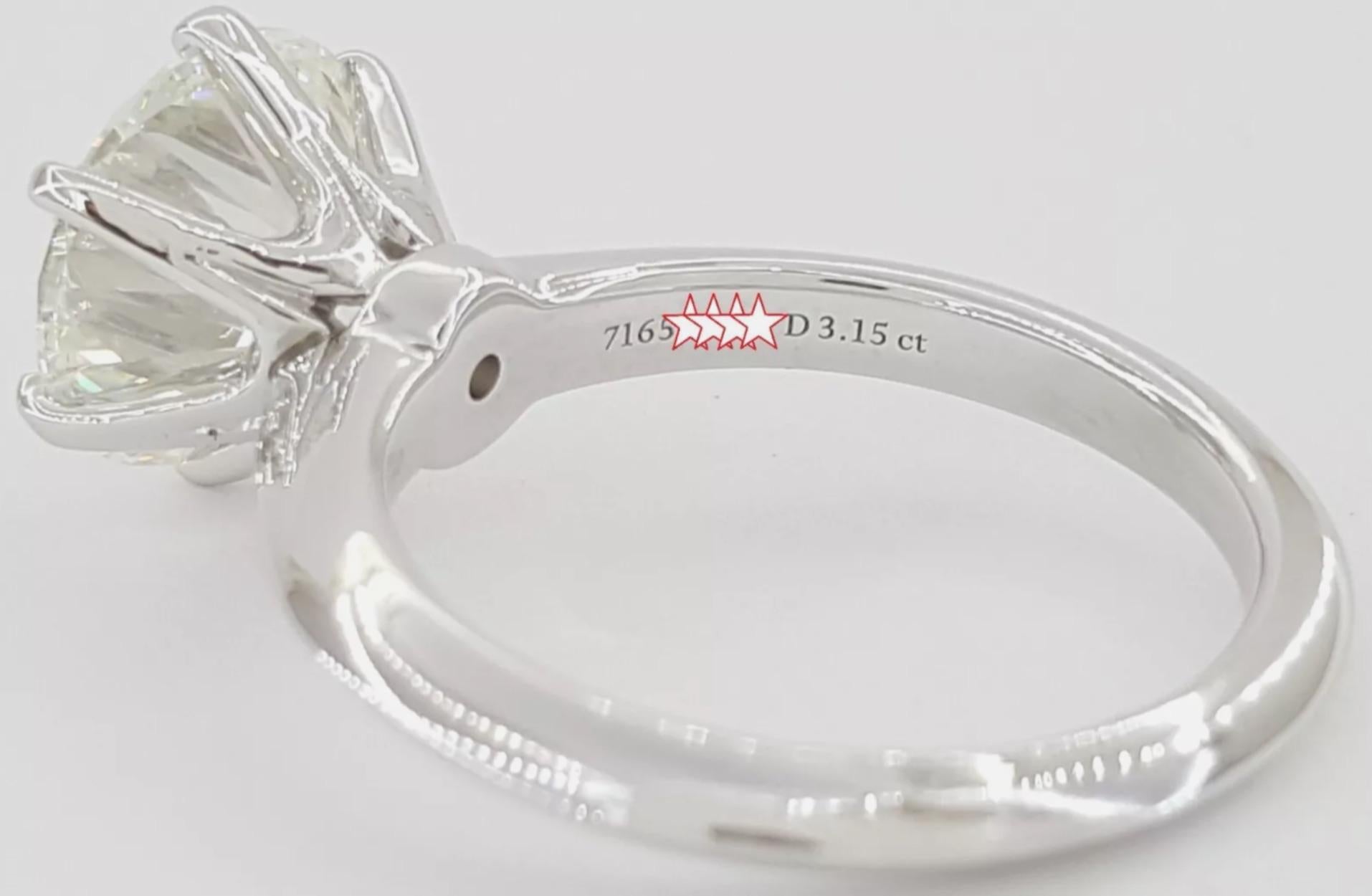 Verlobungsring von Tiffany & Co. mit 3.15 Karat rundem Diamanten im Brillantschliff im Angebot 2