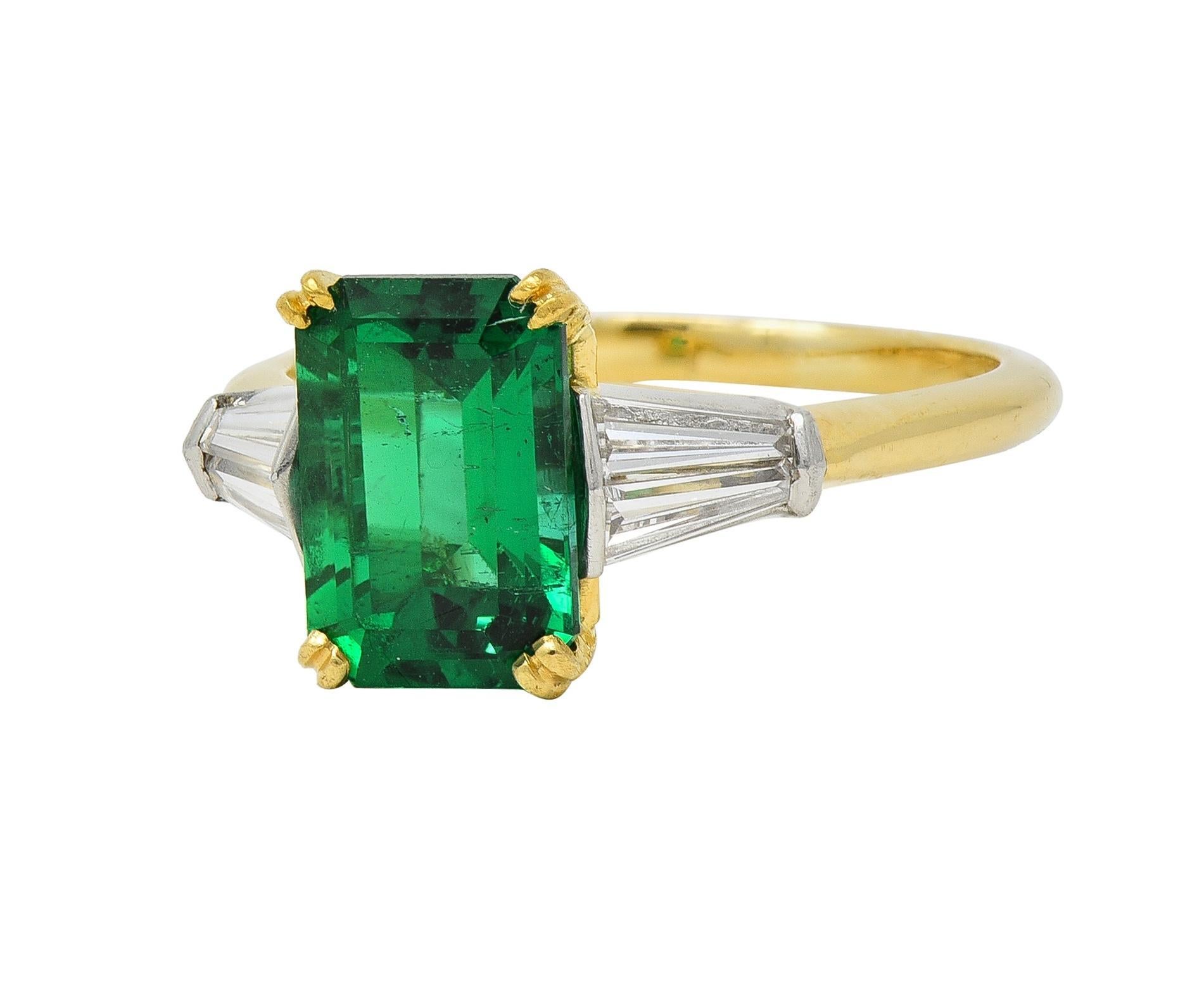 Tiffany & Co. 3,15 Karat Smaragd Diamant Platin 18 Karat Gold Vintage Ring AGL im Angebot 2