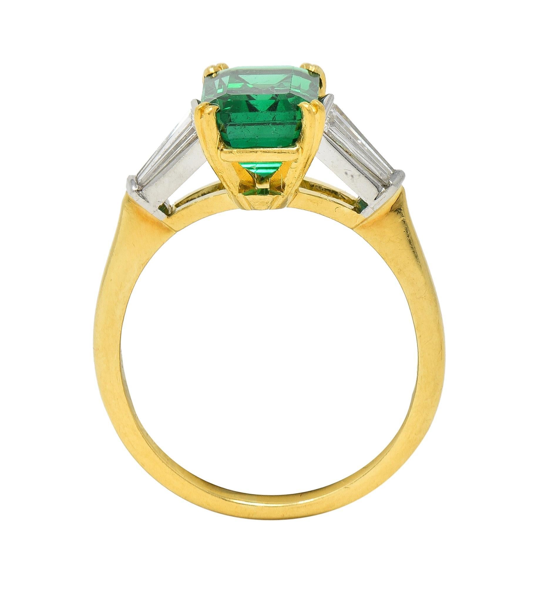 Tiffany & Co. 3,15 Karat Smaragd Diamant Platin 18 Karat Gold Vintage Ring AGL im Angebot 3