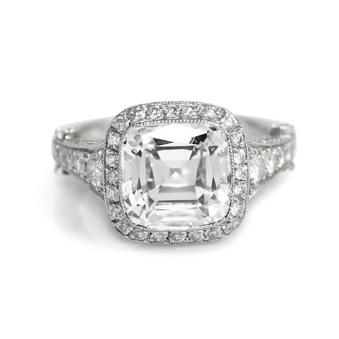 Tiffany & Co 3.18ct D/IF Cushion Cut Diamond Ring, 6.9gr