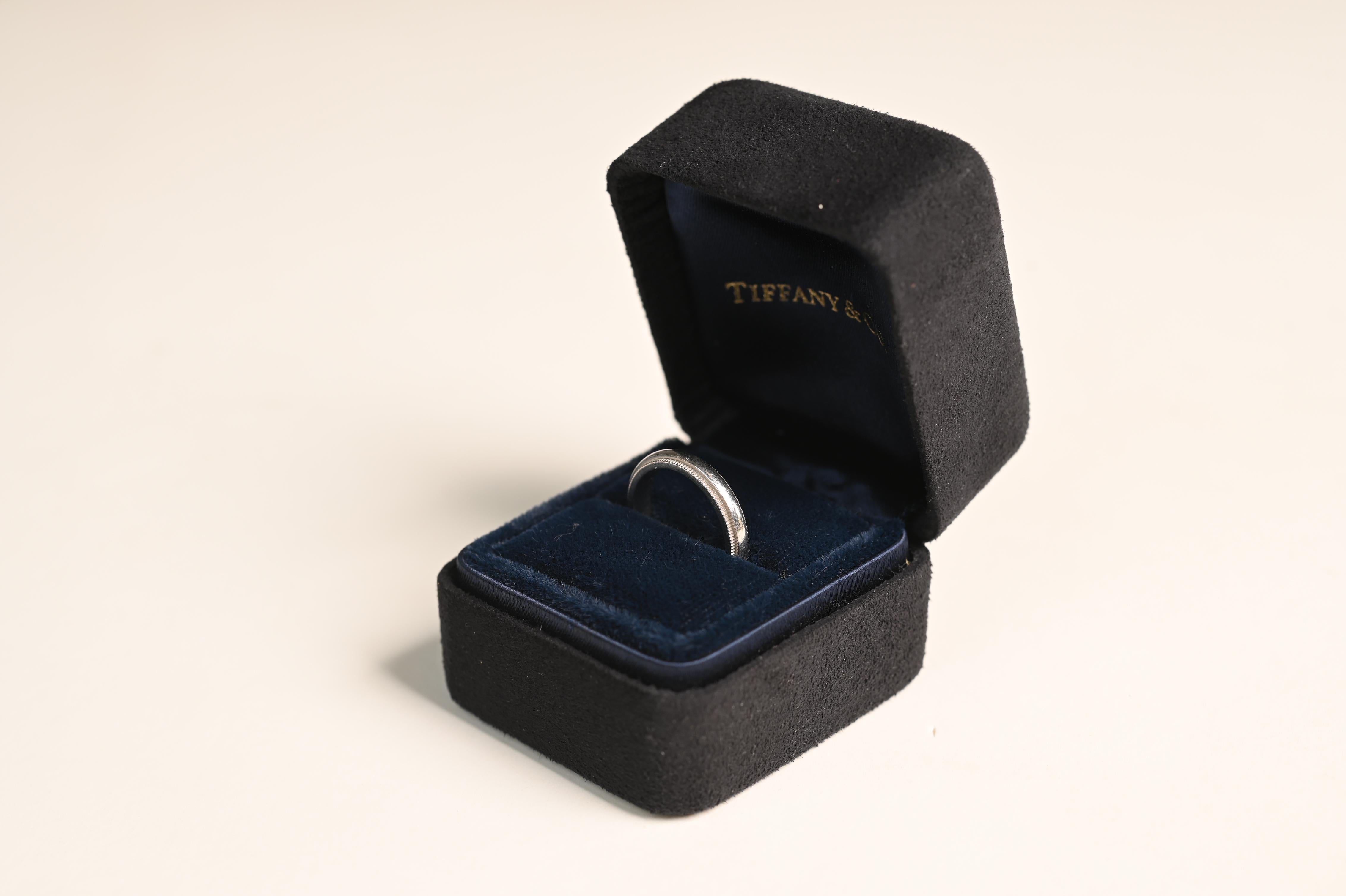 Tiffany & Co. 3.1mm Wedding Band, Platinum In Excellent Condition For Sale In New York, NY