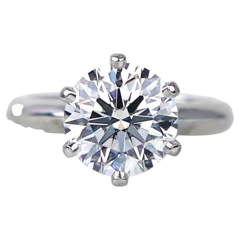 Tiffany & Co. 3.20 Carat Round Diamond Solitaire Engagement Ring F VS1 Platinum For Sale