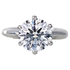 Tiffany & Co. 3.20 Carat Round Diamond Solitaire Engagement Ring F VS1 Platinum