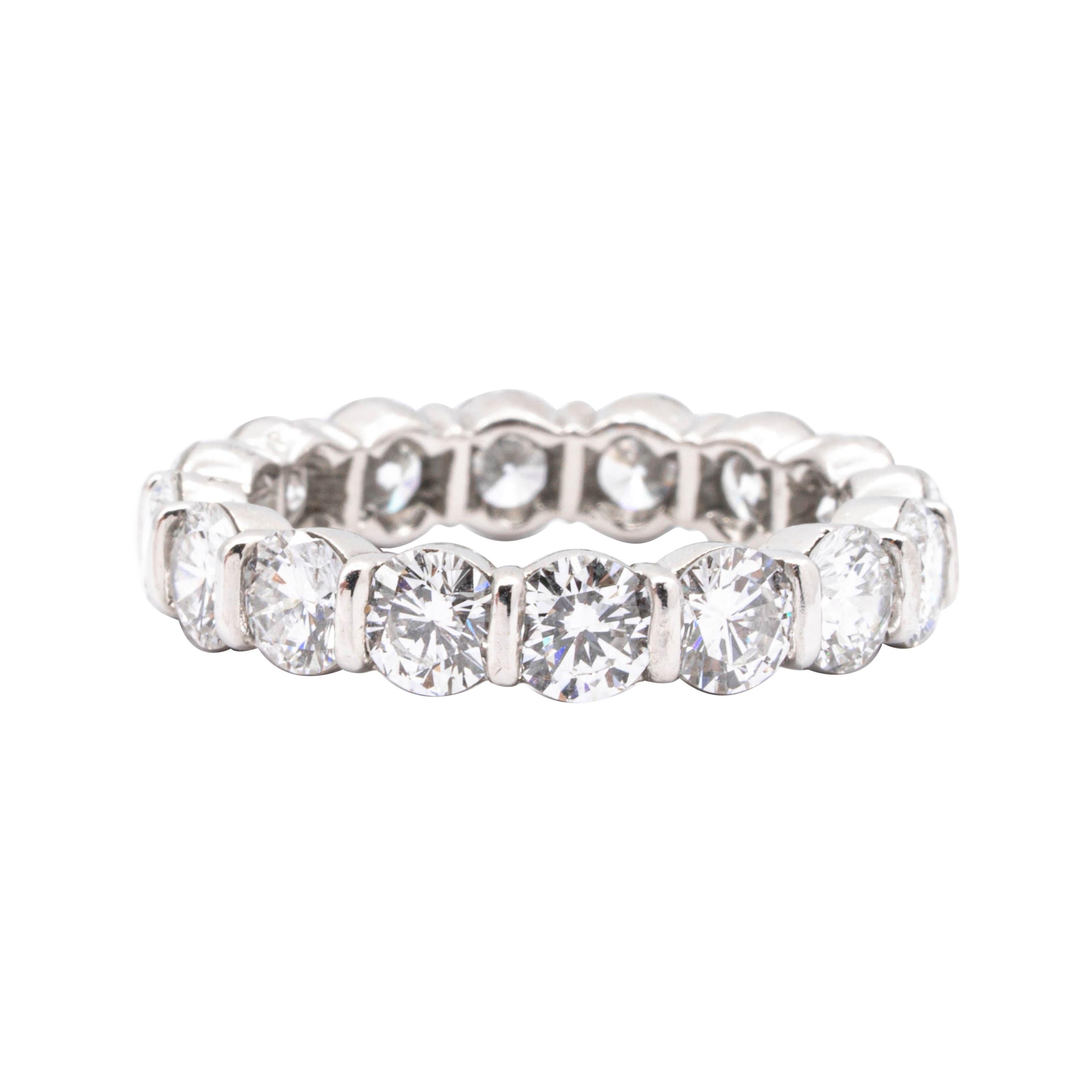 Tiffany & Co. Platinum 3.20 Ct Diamond Eternity Ring Bar Set with Round Cuts 4mm