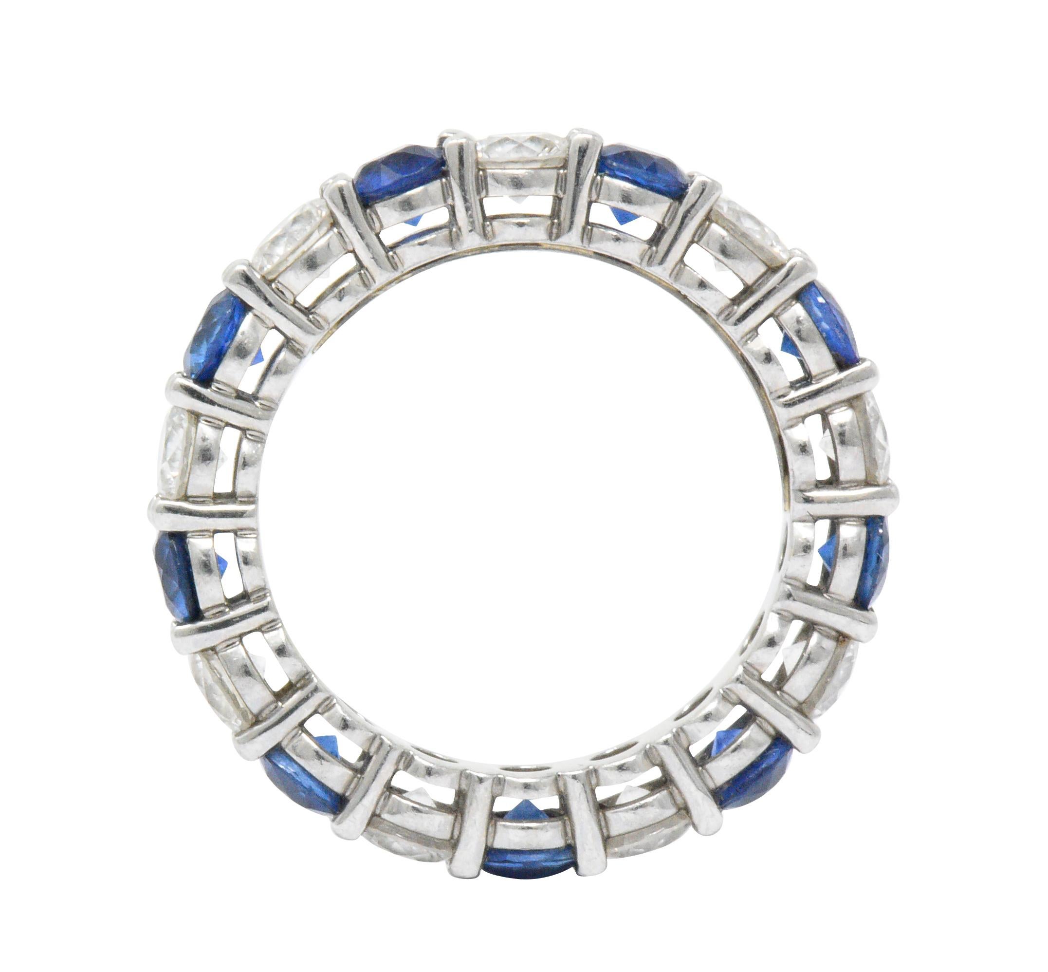 Round Cut Tiffany & Co. 3.24 Carat Sapphire Diamond Platinum 