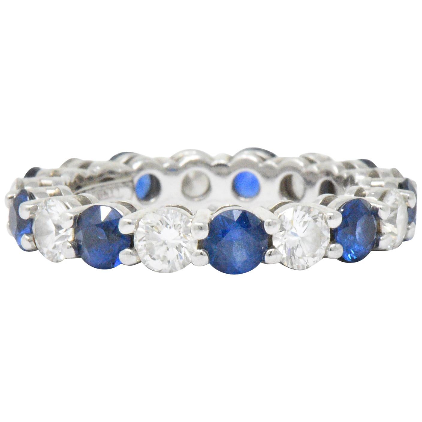 Tiffany & Co. 3.24 Carat Sapphire Diamond Platinum "Embrace" Eternity Band Ring