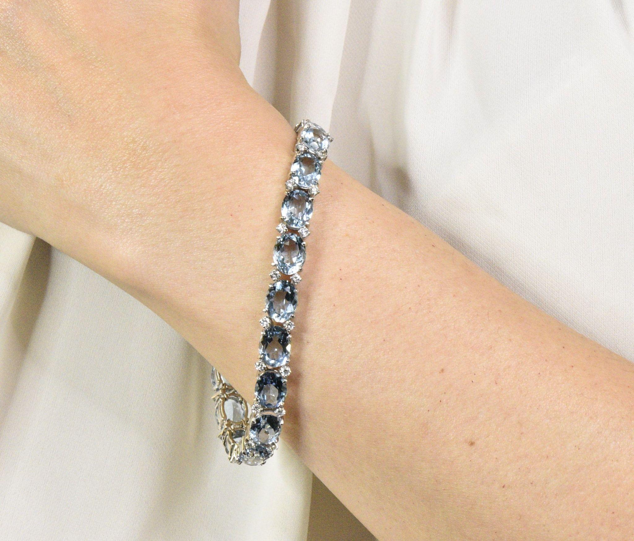 Tiffany & Co. 32.42 Carat Aquamarine Diamond Platinum Bracelet 2
