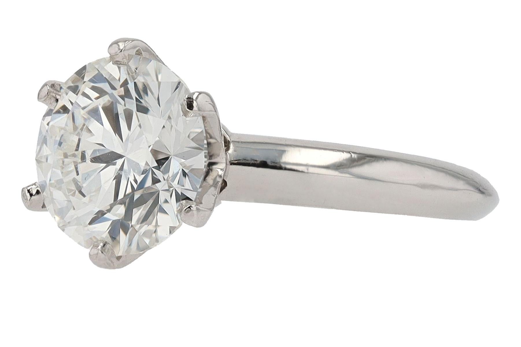 Tiffany & Co, bague de fiançailles solitaire ronde brillante de 3,24 carats certifiée GIA Bon état - En vente à Santa Barbara, CA