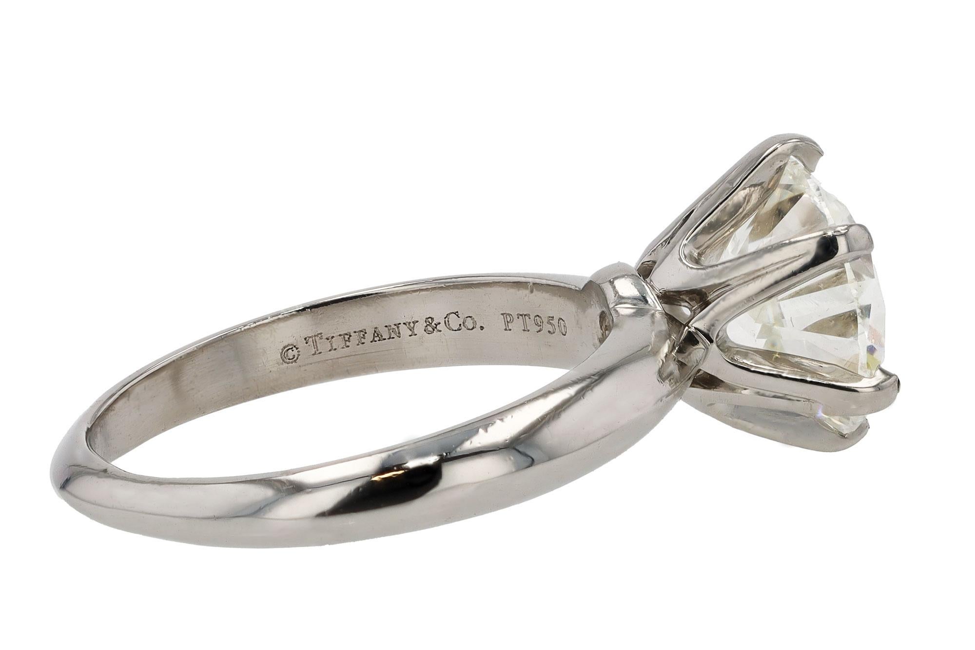Tiffany & Co, bague de fiançailles solitaire ronde brillante de 3,24 carats certifiée GIA en vente 1