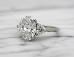 Tiffany & Co. 3.28 Carat Platinum Oval Diamond Three-Stone Engagement Ring