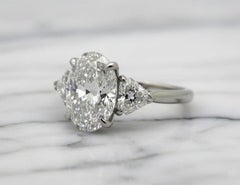 Tiffany & Co. 3.28 Carat Platinum Oval Diamond Three-Stone Engagement Ring