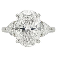Tiffany & Co. 3.28 Carat Platinum Oval Diamond Three-Stone Engagement Ring