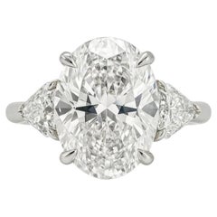 Tiffany & Co. 3.28 Carat Platinum Oval Diamond Three-Stone Engagement Ring