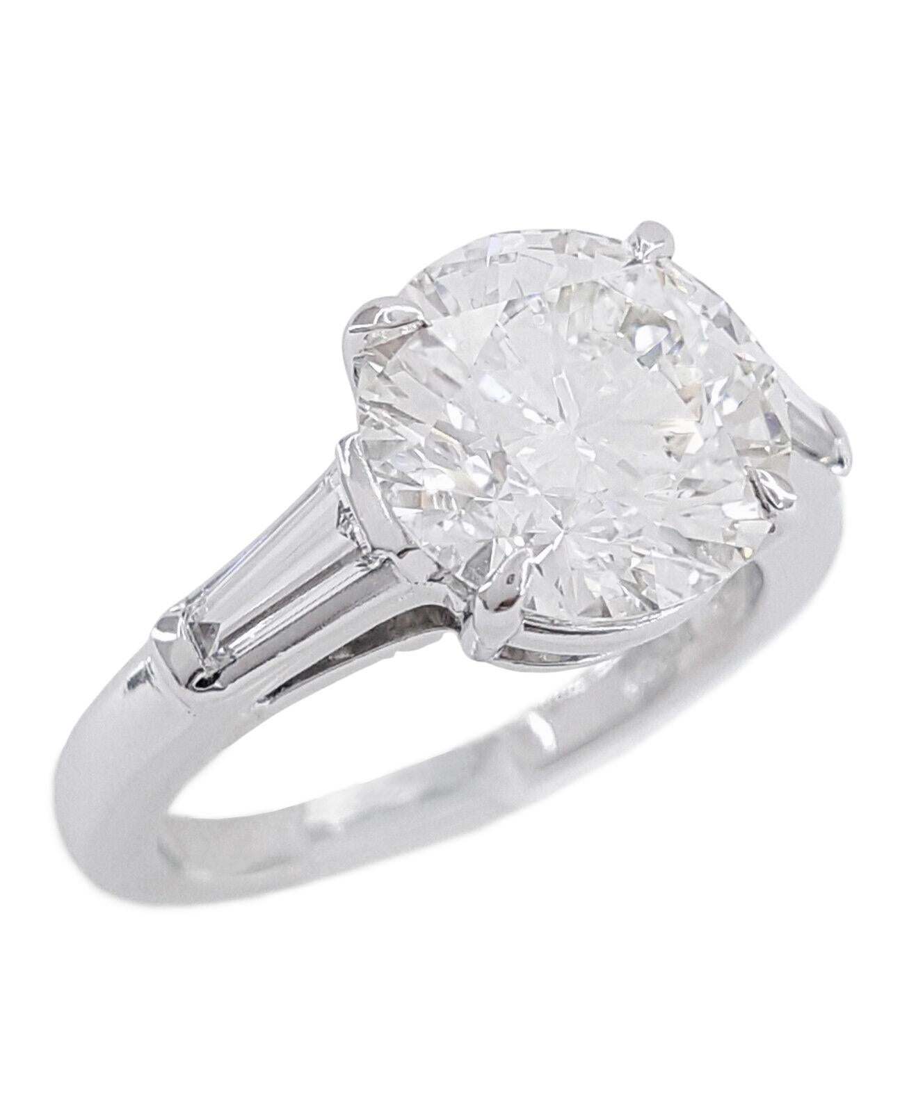 Tiffany & Co. Bague en platine à diamant rond de 3,33 carats et taille brillante Pour femmes en vente