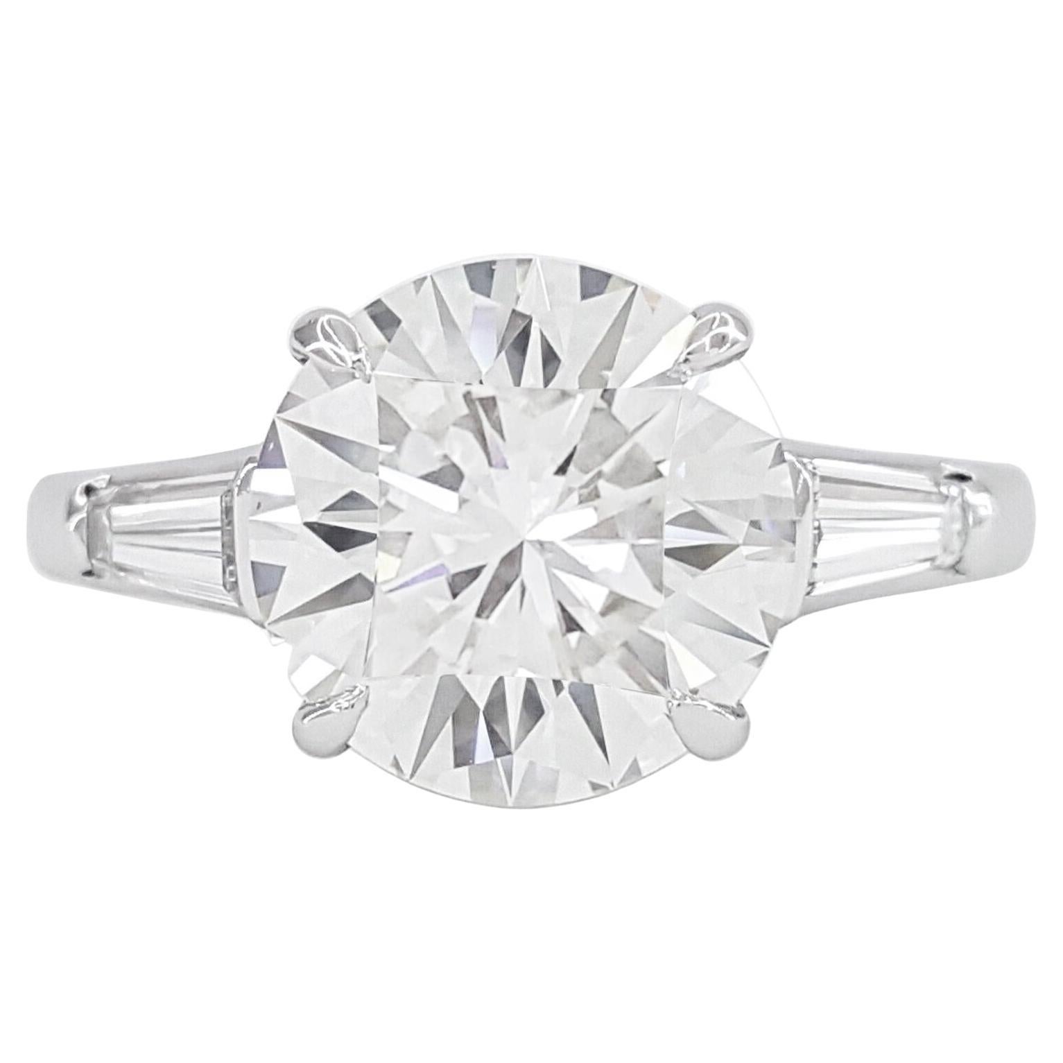 Tiffany & Co. Bague en platine à diamant rond de 3,33 carats et taille brillante en vente