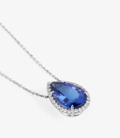 Tiffany & Co. 3.35ct Pear Shaped Tanzanite & Diamond Platinum Soleste Necklace