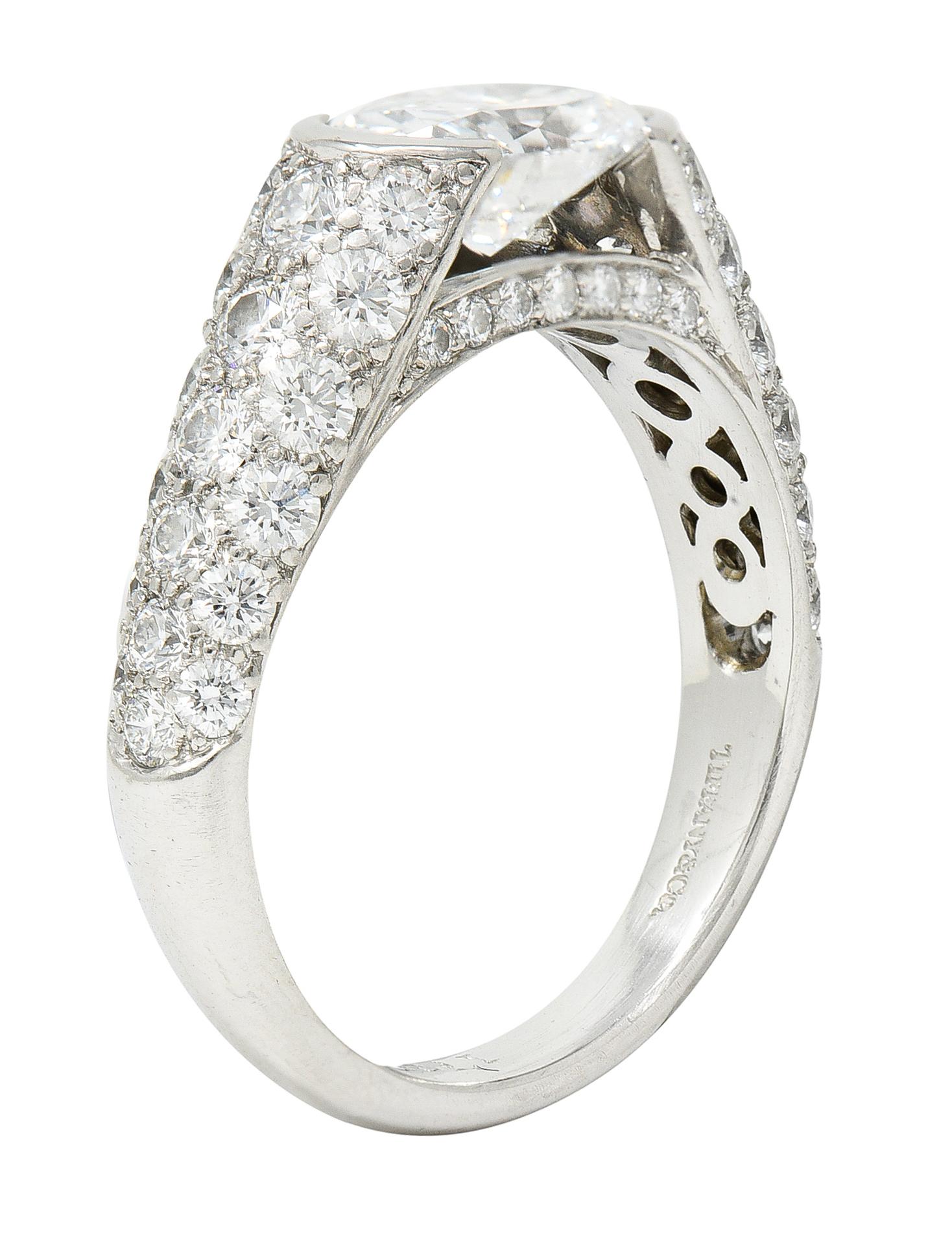 Tiffany & Co. 3.44 Carats Oval Diamond Platinum Contemporary Engagement Ring 2