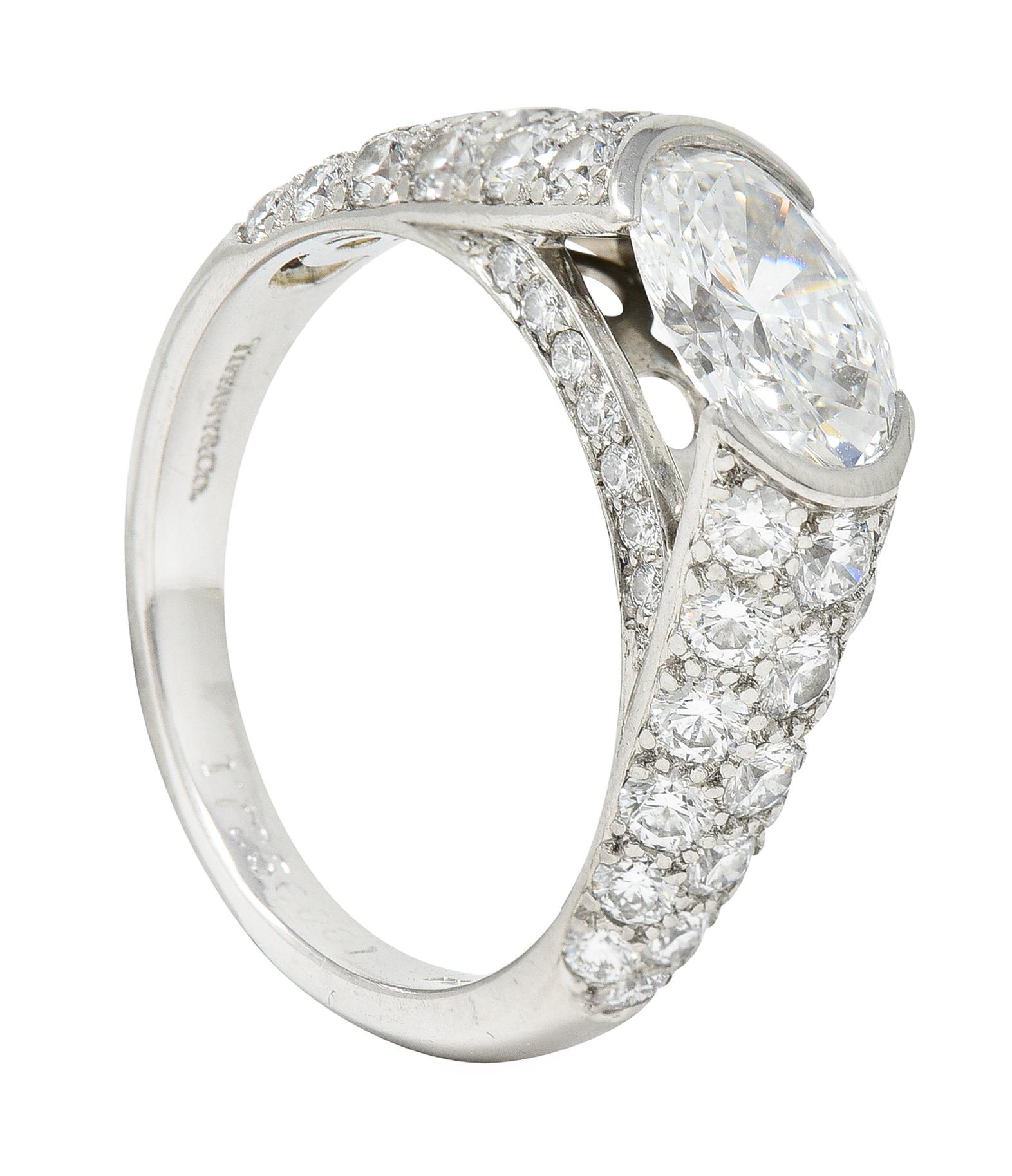Tiffany & Co. 3.44 Carats Oval Diamond Platinum Contemporary Engagement Ring 4
