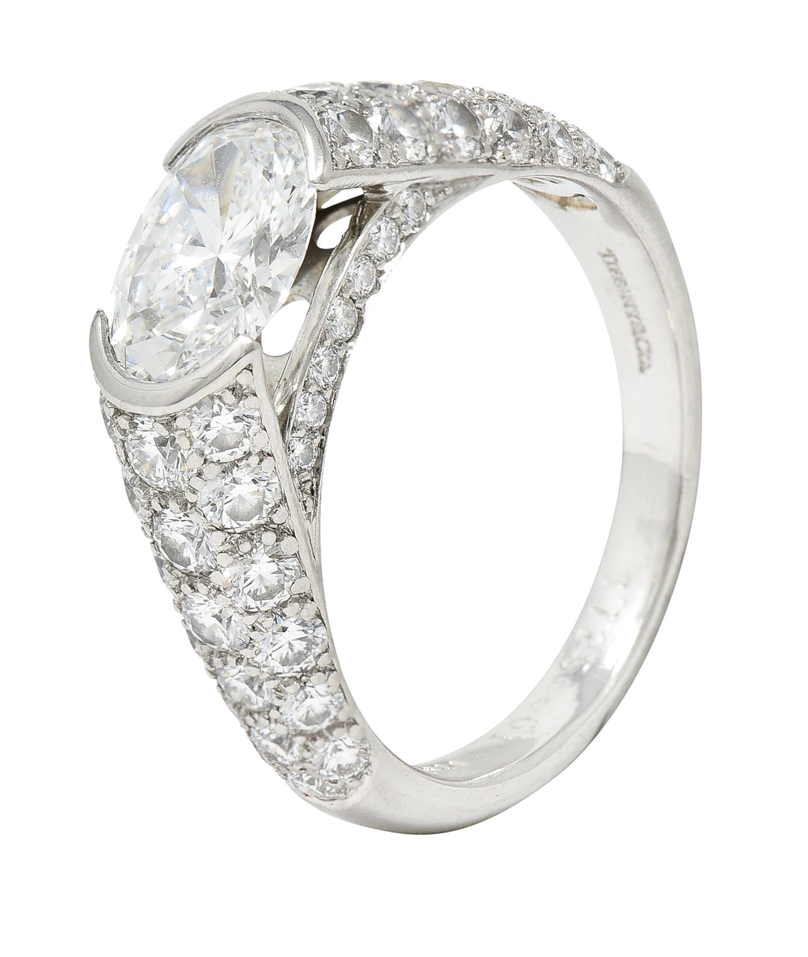 Tiffany & Co. 3.44 Carats Oval Diamond Platinum Contemporary Engagement Ring 1