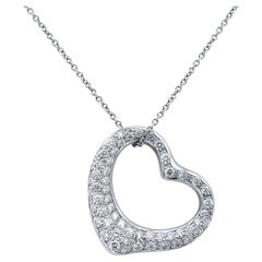 Tiffany & Co. 3.5 Carat Heart Shape Pave Pendant Platinum Necklace