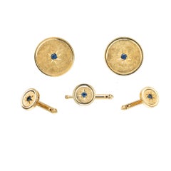 Tiffany & Co. .35 Carat  Sapphire Yellow Gold Cufflink and Stud Set by Larter