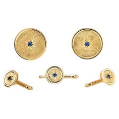 Tiffany & Co. .35 Carat  Sapphire Yellow Gold Cufflink and Stud Set by Larter