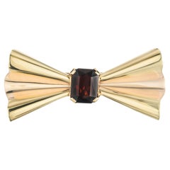 Antique Tiffany & Co. 3.50 Carat Red Garnet Two Tone Folded Bow Brooch
