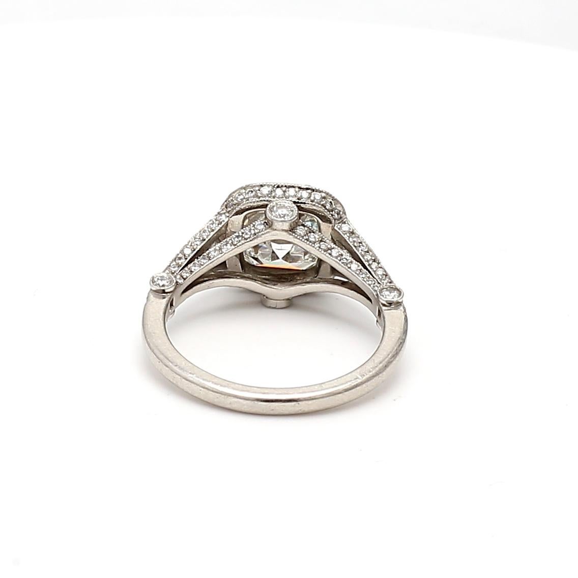 Tiffany & Co 3.54 Carat Cushion Brilliant and Round Diamond Platinum Halo Ring For Sale 5