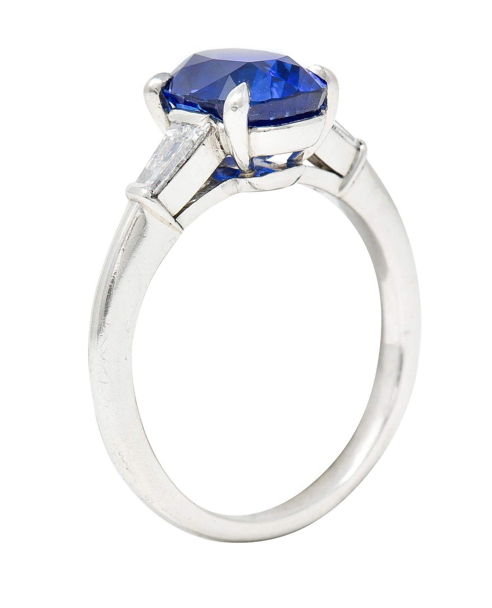 Tiffany & Co. 3.54 Carats No Heat Royal Blue Sapphire Diamond Platinum Ring 1